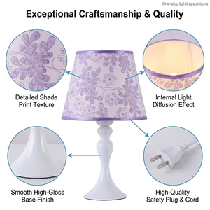 Lampe de table moderne avec abat-<span class=keywords><strong>jour</strong></span> en tissu imprimé cœur romantique, base E26 AC, idéale pour chambre, salon, cadeau de mariage - Product Image 3