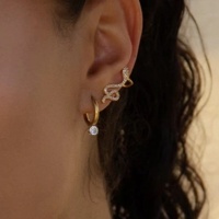 Anting-anting wanita desain unik berlapis emas 18k tahan air dari baja anti karat, model Cuban Round Zircon kecil, Dazan Baru 2027.