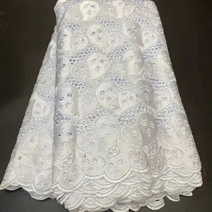白色棉非洲蕾丝面料水钻高品质蕾丝面料刺绣瑞士纱蕾丝派对1967