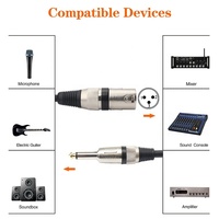 Câble audio Xput 6,35 mm TS mâle vers XLR mâle, transmission de signal mono 2 pôles, connecteur plaqué or pour haut-parleur