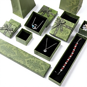 Heaven Earth-style Floral Pattern Square/Rectangular Shape Jewelry <strong>Box</strong> for Green Packaging for Rings Necklaces <strong>Box</strong> - Product Image 1