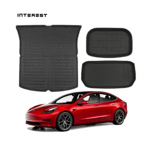 Wholesale Model 3 Y X S Interior accessories TPE Non-slip Silicone Carpet Waterproof Car Trunk Mat Full Set Tesla floor mats