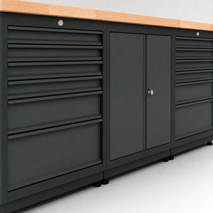 Système d'armoires de rangement robustes pour <span class=keywords><strong>garage</strong></span>, établi modulaire, panneau perforé, tiroirs, serrure à clé pour ateliers de réparation automobile - Product Image 3