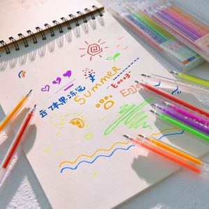 12 Colors Glossy Jelly Ink Pen 3D Stereoscopic Fluorescent Glitter Gel Pens for Writing Painting Greeting <b>Cards</b> - Product Image 2