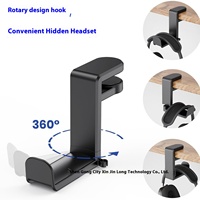 Support de casque en silicone à clipser sur bureau, réglable, rotatif à 360 degrés, avec rangement intégré