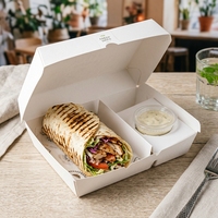 Boîte à kebab avec gobelet à sauce, contenant pour viande grillée du Moyen-Orient, emballage alimentaire jetable