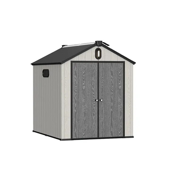 High Quality Garden Building Outdoor Plastic Gray Surface Double Door PP Easy Assembling Garden Storage Sheds