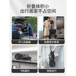KS <b>Foldable</b> Wheelchair 8 Inch Rear Wheel Dual Spring Shock Absorber Manual <b>Mobility</b> <b>Scooter</b> For Elderly And Disabled - Product Image 4