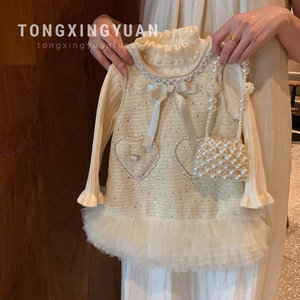 Tongxingyuan Girls Fleece Lined Tutu Dress A Line Cotton Princess Dress For Baby Girl Formal Wear Solid Color - Product Image 1