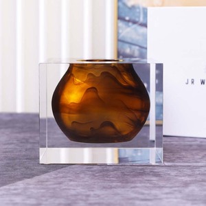 Acrylic Glass Vase <b>Polished</b> Contemporary Artistic Design Transparent Ornament for Living Room Home Decor Housewarming Gift - Product Image 4