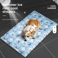 Tapis rafraîchissant de luxe en peluche pour animaux de compagnie, pour chiens et chats, respirant, lit d'été, motif flocon de neige rectangulaire, tapis de couchage en tissu Oxford