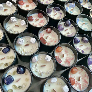 Wholesale Best Selling 12Oz Glass <strong>Candles</strong> Smokeless Soy Wax <strong>Candles</strong> Scented Luxury with Crystal Energy Stone for Home Fragrance - Product Image 5