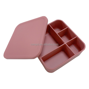 Tùy Chỉnh Lò Vi Sóng An Toàn Lớn Vuông <span class=keywords><strong>Silicone</strong></span> Trẻ Em Ăn Trưa Hộp Leakproof <span class=keywords><strong>Silicone</strong></span> Bento Hộp Thực Phẩm Container BPA Miễn Phí - Product Image 4