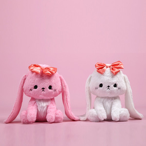 Peluche lapin blanc avec nœud rose 30 cm, jouet en peluche doux pour jeunes, cadeau - Product Image 2