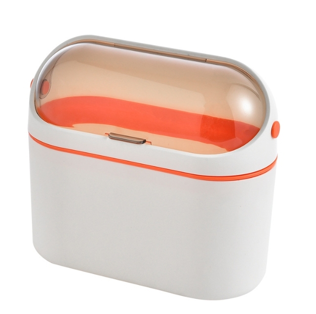 Mini Wall Mounted Desktop Trash Can With Lid Flip Cover Slim Gap Household Office Kitchen Waste Bin