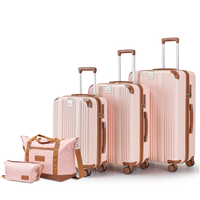 Ensemble de 5 valises rigides en PC durables, 20/24/28 pouces, grande capacité, extensibles, avec serrure TSA, roues silencieuses, poignée télescopique en alliage