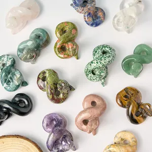 Factory wholesale semi precious stone crafts gemstone animal carvings crystal snake carvings