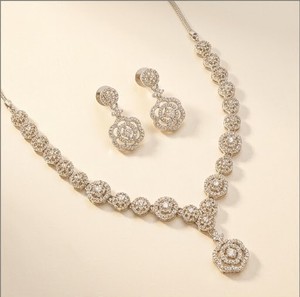 DIVYORO Floral Crystal Oxidized Silver Choker Set Elegant <b>Statement</b> <b>Necklace</b> Set with Earrings Designer Fashion Jewelry Set - Product Image 2