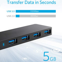 Hub USB 3.0, 4 ports avec câble étendu pour MacBook, Mac mini, iMac, Surface Pro, XPS, PC, clé USB