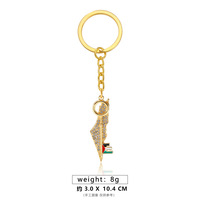 Moda centelleante Bling llavero mapa bandera Palestina llavero aleación diamante pintura sandía llavero lujo esmalte llavero