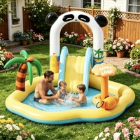 Piscine gonflable extérieure en PVC à thème panda, très populaire, pour enfants, usage domestique, piscine de jeu, piscine combinée extérieure avec toboggan et pulvérisation pour cour