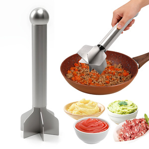 Écrase-viande en acier inoxydable, hachoir à viande à 6 lames, outil de cuisine, presse-purée de légumes et de pommes de terre avec poignée - Product Image 1