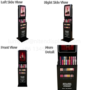 Freestanding Floor Cosmetic Display <b>Stand</b> With Digital <b>Screen</b> Lipstick Perfume Retail Display Rack For Shopping Mall - Product Image 4