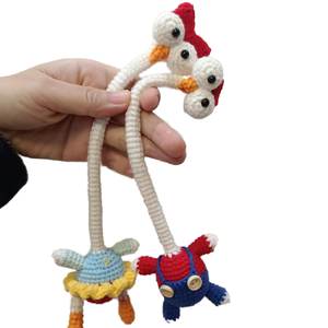 Bracelets de câlin d'animaux au crochet personnalisés en usine, canard à long cou Amigurumi/grenouille/<span class=keywords><strong>girafe</strong></span>/porte-clés/accessoires de sac, anneaux au crochet - Product Image 1