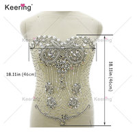 Strass scintillant coloré et panneau d'appliques de corps en forme de hibou perlé pour la WPH-1728 de robe