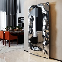 Miroir Mural Rectangulaire Unique en Métal de Haute Qualité, Décoration Artistique Moderne pour la Maison