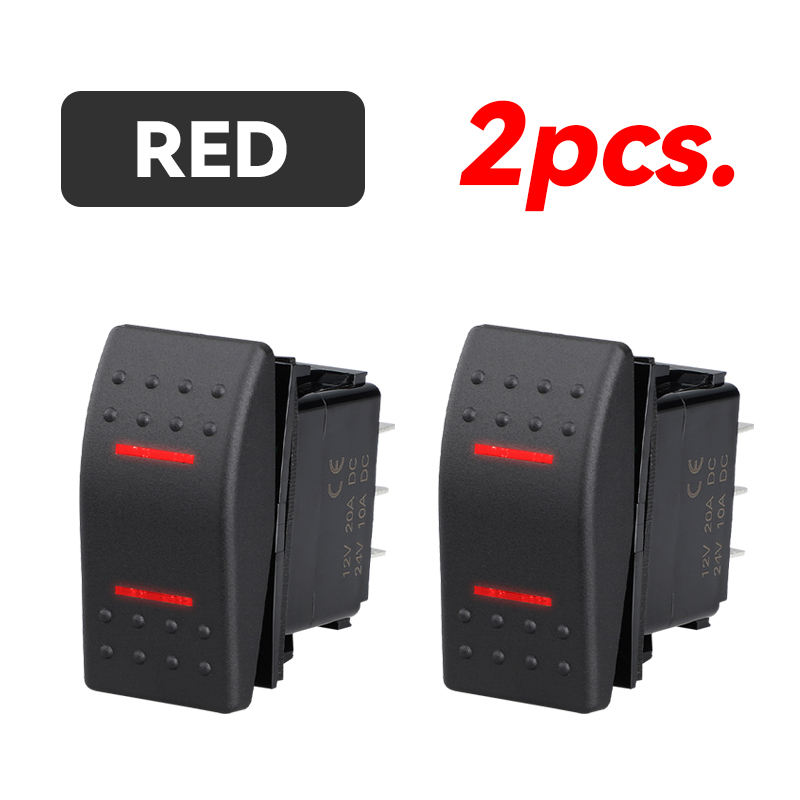 Wholesale 12V-24V Vehicle Switch Lighting Rocker Switch ON-OFF-ON Switch Multi-Colour LED Lighting