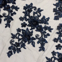 Moderne 3d Fleur Paire Brodé Perlé Dentelle Applique Handcut Tissu LT2465A