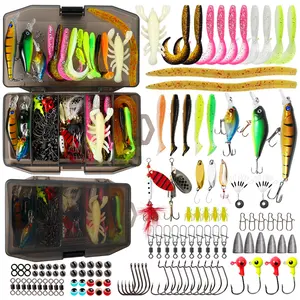 LUSHAZER Leurre de pêche Combo Box Soft Worm Bait Kit Minnow Crank Spoon <span class=keywords><strong>Spinner</strong></span> Jig Heads Hooks Weights Bass Trout Pike - Product Image 1