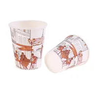 Gobelet en papier kraft jetable imprimé personnalisé avec couvercle Style à paroi unique isolé à chaud enduit de PE