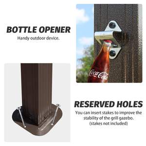 8X 5ft Hardtop Grill Tuinhuisje Luifel Buiten Dubbel Gegalvaniseerd Stalen Dak Met 2 Zijplanken Pergolatent - Product Image 6