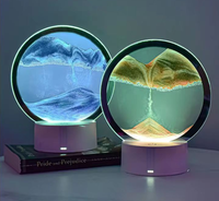 Nouvelle Lampe de Nuit Créative 3D à Effet Sable Mouvant, Design Moderne, Lampe de Table LED en Verre 7 Couleurs, Cadeau Commémoratif pour les Fêtes