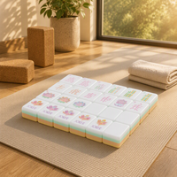 Tuiles de Mahjong Américain en Acrylique Jaune pour 4/6 Joueurs, Ensemble Haut de Gamme avec Sac de Rangement en Cristal, Origine Anhui, Cadeau Idéal pour les Jeux d'Échecs