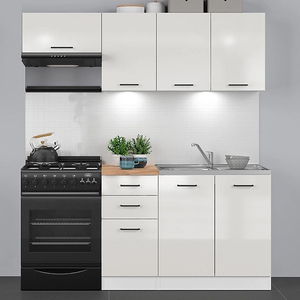 Cucina Compatta Tutto in Uno con Lavello, Cucine Monoblocco Bianche Pronte per il Montaggio, Mobile da Cucina per Appartamento - Product Image 1