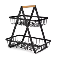 Étagère de rangement multifonctionnelle à double niveau en acier et bois pour cuisine, légumes, bouteilles d'assaisonnement, cosmétiques et maquillage, avec poignée
