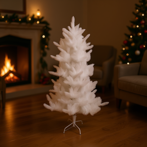 White Artificial Christmas Tree 730T PVC Snow Flocked Indoor Standing Base No Lights Included - Product Image 2