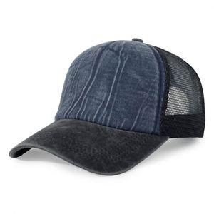 Casquette de sport rétro transfrontalière 5 panneaux pour hommes adultes, semi-mesh respirante, anti-UV, effet vieilli, polyester/coton, broderie 3D - Product Image 5