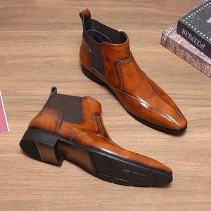 Zapatos de Vestir de Cuero Genuino de Alta Calidad para Hombre, Botas con Punta Brillante y Cierre de Cordones, Tendencia Otoñal - Product Image 3