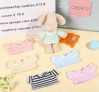 T-shirt rayé pour poupée, vêtements créatifs pour poupée en peluche, accessoires pour poupée en coton, 6 couleurs disponibles, nouvel arrivage