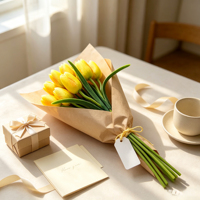 Bouquet de tulipes artificielles en soie pré-attachées, style ferme, pour vase de table, décoration intérieure, centre de table pour mariage et Saint-Valentin, doux