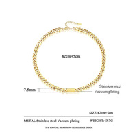 Collier chaîne gourmette en acier inoxydable plaqué or 18 carats avec logo personnalisé, plaque d'identification vierge pour femme, bijoux massifs, vente en gros