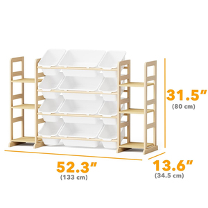 Étagère de <span class=keywords><strong>rangement</strong></span> pour jouets et livres en bois personnalisée pour enfants avec étagères et bacs pour chambre et salle de jeux - Product Image 3