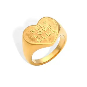 Milskye Wholesale Custom Fashion Dainty 18k Gold Plated 925 Sterling Silver Selflove Club Signet Ring