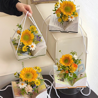 Caixa de Flores em Forma de Livro com Alça de Corda, Vaso de Flores Estilo Livro, Caixa de Presente para Floristas por Atacado