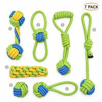 Ensemble de jouets pour chien : balle en corde durable, bâton à mâcher pour chiot, frisbee interactif, jouets d'entraînement Boxi Pet