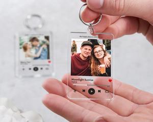 Cá nhân âm nhạc ảnh <span class=keywords><strong>Keyring</strong></span>, Keychain quà tặng với hình ảnh và tin nhắn cho sinh nhật, kỷ niệm, Valentines, món quà giáng sinh - Product Image 2